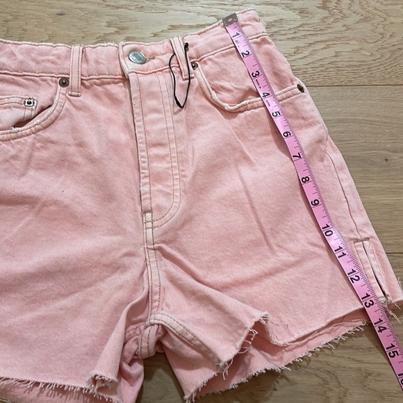 Zara Washed Pink Hugh Waisted Button Fly 5-Pocket Denim Shorts - Picture 13 of 14